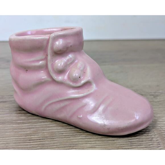 Mid-Century MCM Baby Shoe Planter Lot of 3 Ceramic McCoy Japan Girl Pink - Picture 7 of 16